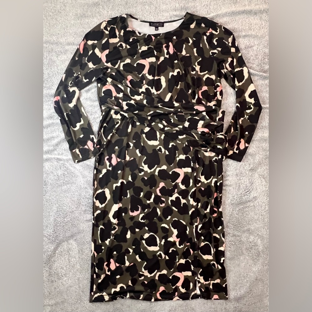 Eloquii Abstract Camo Midi Dress